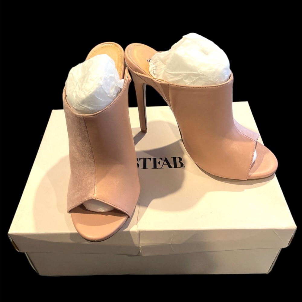 JUST FAB - Brand new!! Peep Toe Mule - MAUVE - Picture 2 of 2